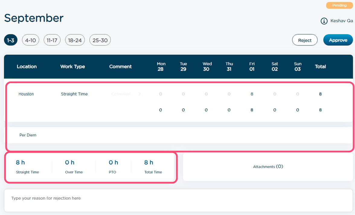 How do I approve or reject timesheets?