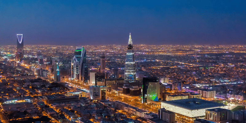 Saudi Arabia skyline at night