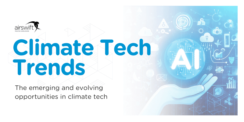 Climate Tech Trends with AI and sustainability symbols
