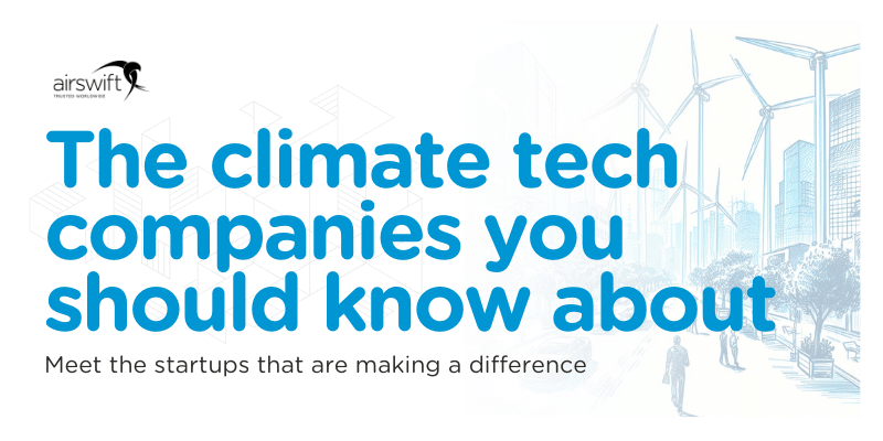 Climate tech companies to know with urban and wind power graphics