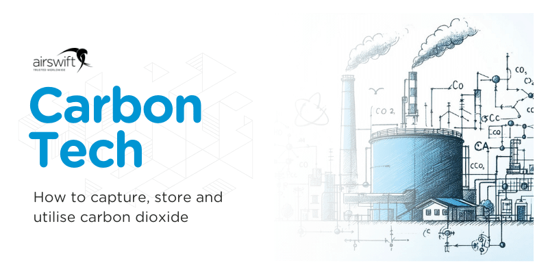 Industrial facility with emissions illustrating carbon capture technology