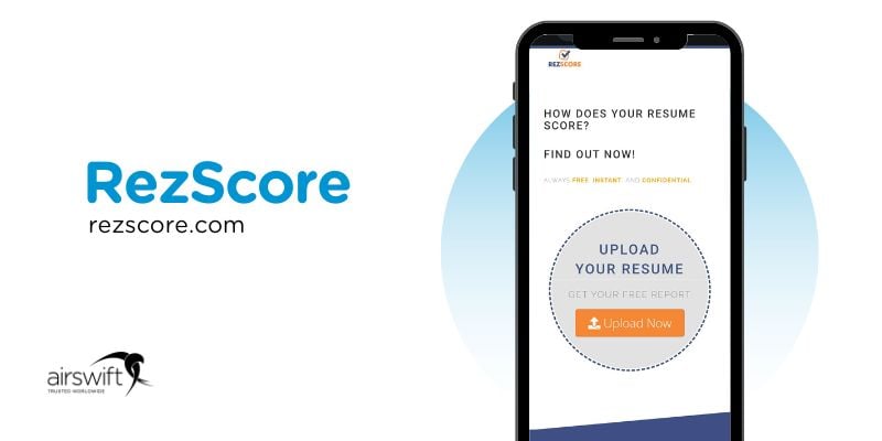RezScores resume evaluation page on a mobile device