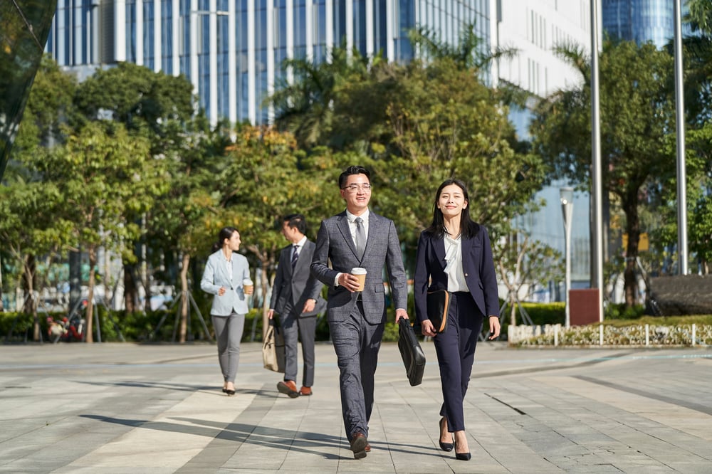 Singapore employees walking