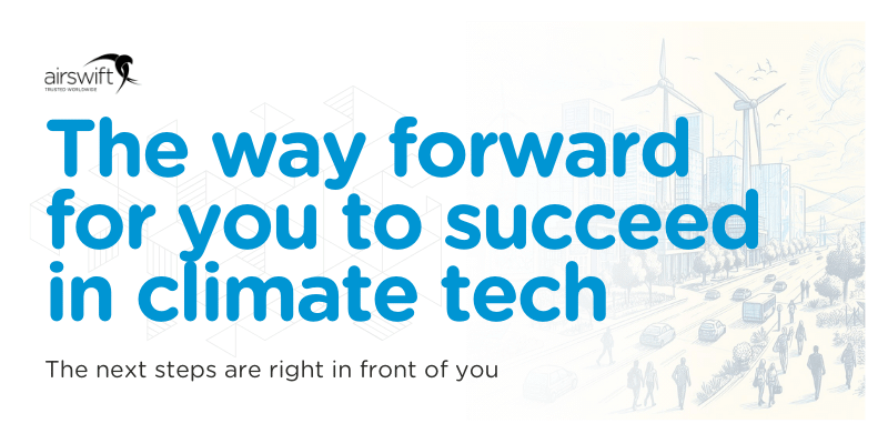 Succeed in climate tech with future city and clean energy visuals