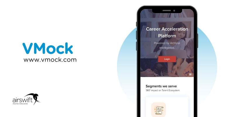 VMocks Career Acceleration Platform on phone, AI-powered advice