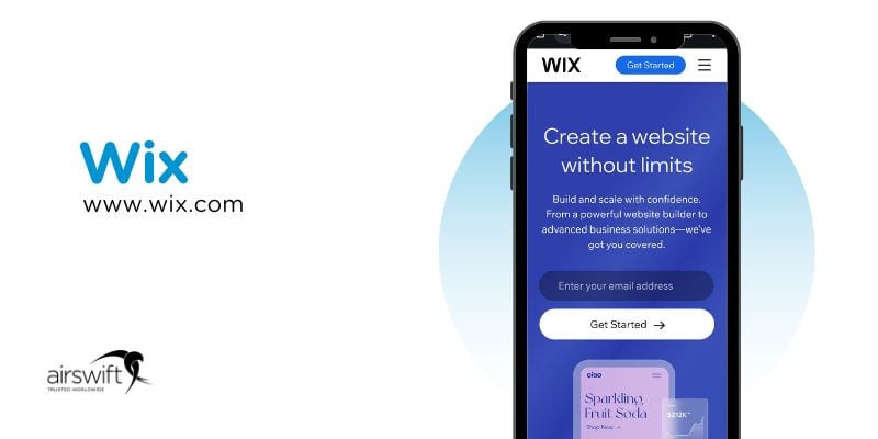 Wix mobile homepage, limitless website creation platform