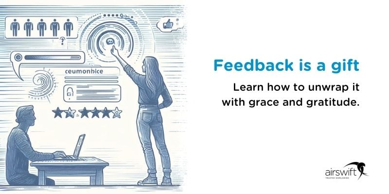 Woman engaging with a digital interface representing the value of feedback