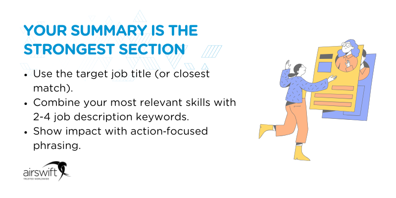 Your summary is the strongest section Your summary is the strongest section