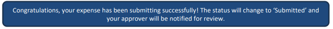 congratulations expense submitted successfully