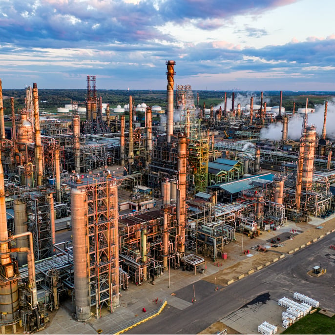 Overhead shot of Oil and gas plant 