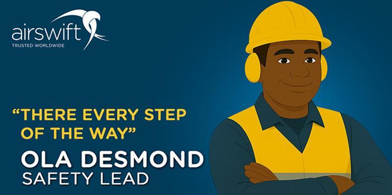 Illustration of a man in a yellow hard hat and vest, arms crossed, with text: 