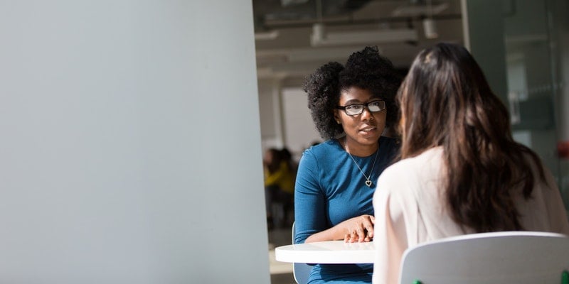 Two women conducting a job interview